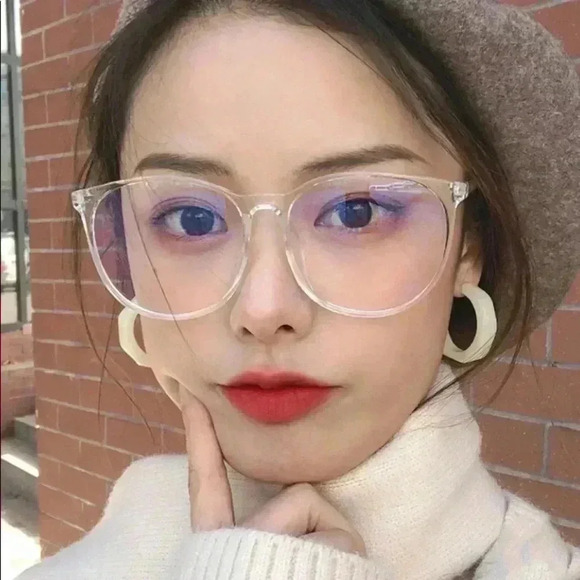 🆕 Nude Anti-Blu-Ray Big Round Frame Glasses🆕 - Picture 1 of 5